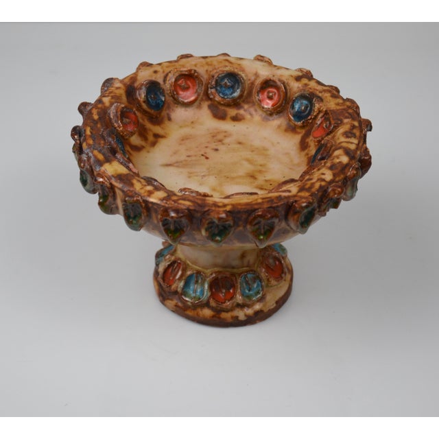 Mid-Century Modern Glazed Ceramic Bowl with Cabochons from La Roue, France, 1960s For Sale - Image 3 of 13