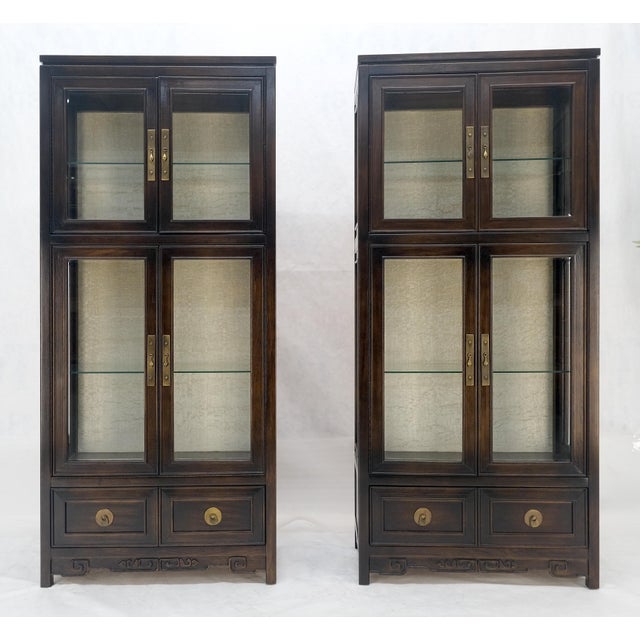 Pair of Asian Compact Display Cabinets Showcases China Cabinets Drawers For Sale - Image 12 of 12