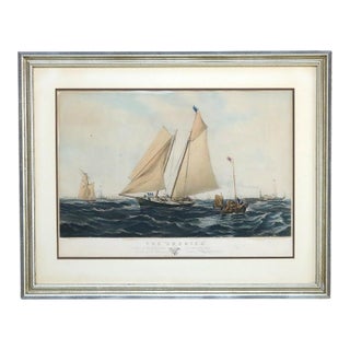 Antique Seascape Print of “The America” Winner of the Cowes Club Cup C1851 For Sale