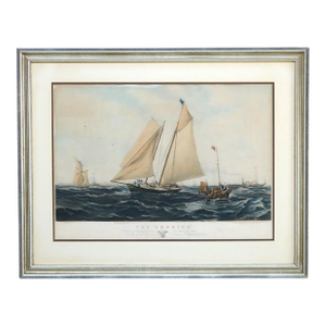Antique Seascape Print of “The America” Winner of the Cowes Club Cup C1851