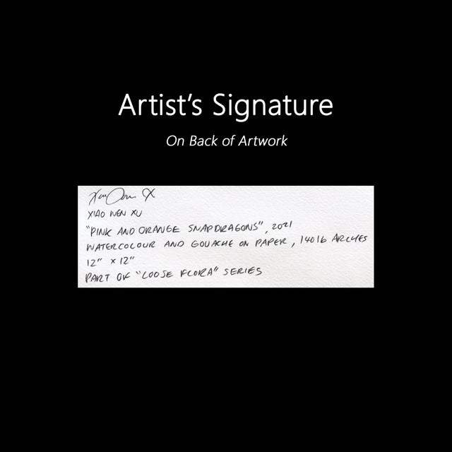 Pink and Orange Snapdragons - Abstract Colorful Botanical Watercolor Painting Original Artwork by Xiao Wen Xu For Sale In Los Angeles - Image 6 of 6