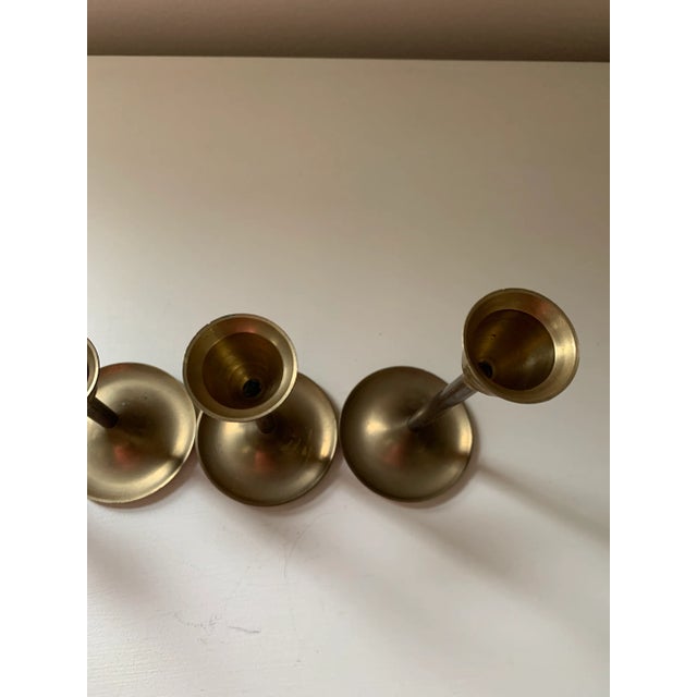 Vintage Mid 20th Century Brass Candlesticks, Set of 4 For Sale - Image 9 of 11