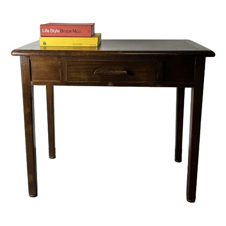 Mid-Century Vintage Abbess Oak Office Desk with Single Drawer, 1950s-60s For Sale