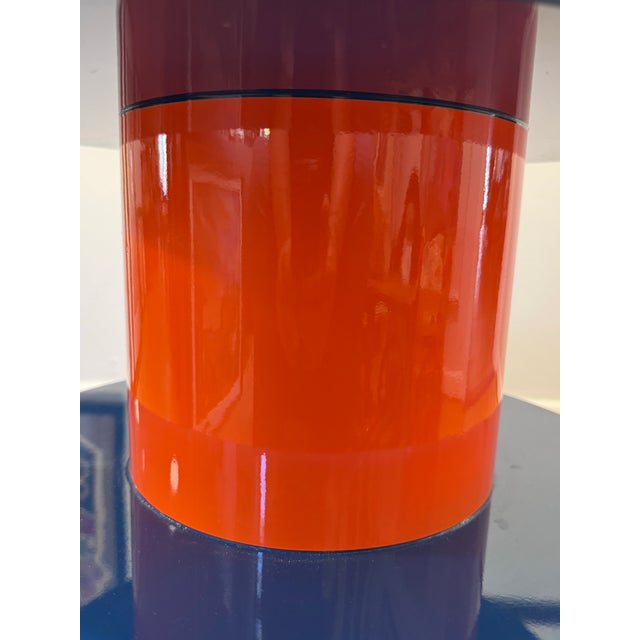 Jotex, Portello Style Lacquered MDF Tiered Side Table in Blue & Orange — Space Age Pop Style For Sale - Image 9 of 9