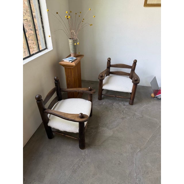 Lounge Chairs in Oak by Dudouyt, 1950s, Set of 2 For Sale - Image 11 of 18