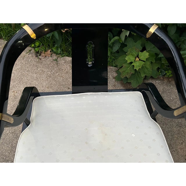 Black James Mont Style Chinoiserie Ming Horseshoe Chairs Attributed to Century Furniture - A Pair For Sale - Image 8 of 11