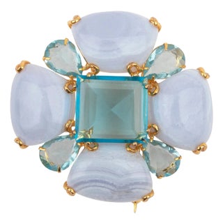 Oriana Brooch/ Pendant (Light Blue) For Sale