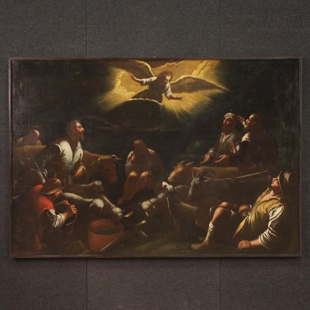 Bassano School Artist, The Announcement to the Shepherds, 1630, Oil on Canvas For Sale - Image 13 of 13
