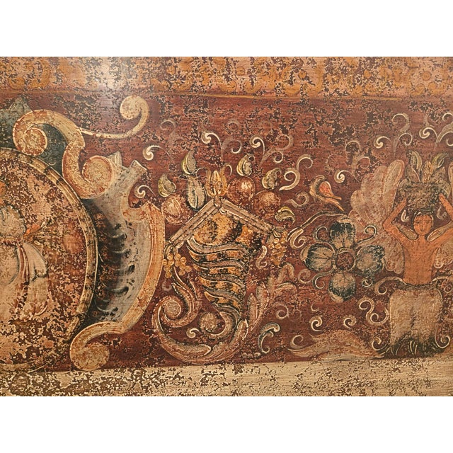 2010s Horchow Exclusive Wooden Italian Baroque–Style Painted Wood Panel With Cherubs and Scrollwork For Sale - Image 5 of 5