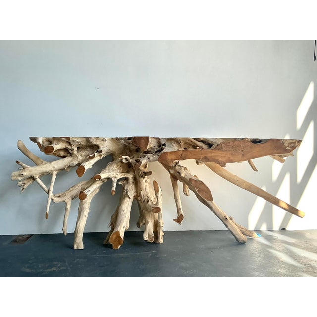Contemporary Vintage Boho Natural Root Console Table For Sale - Image 3 of 10