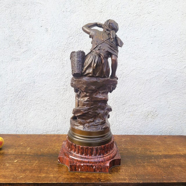 Late 19th Century Bronze & Marble Sculpture by Moreau Mathurin, 1800s For Sale - Image 10 of 18