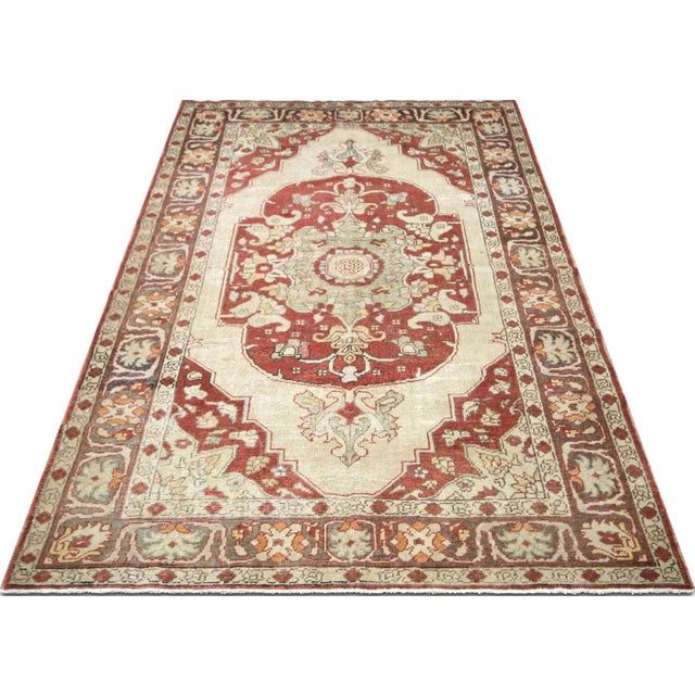 1960s Turkish Oushak Rug For Sale In Los Angeles - Image 6 of 7