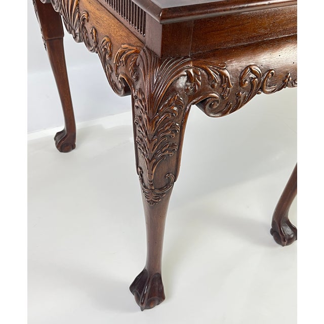 Chippendale Late 20th Century Hekman Chippendale Style Walnut Burl Tea Table With Pull-Out Slides For Sale - Image 3 of 14