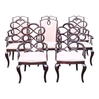 Vintage Frances Elkins Inspired Mahogany Armchairs - Set of Eight For Sale