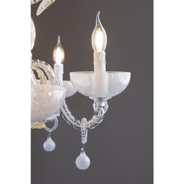 Art Deco Filigree Murano Glass Chandelier from Venini, 1940s For Sale - Image 6 of 18