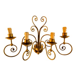 Wrought Iron 4-Light Wall Sconce For Sale