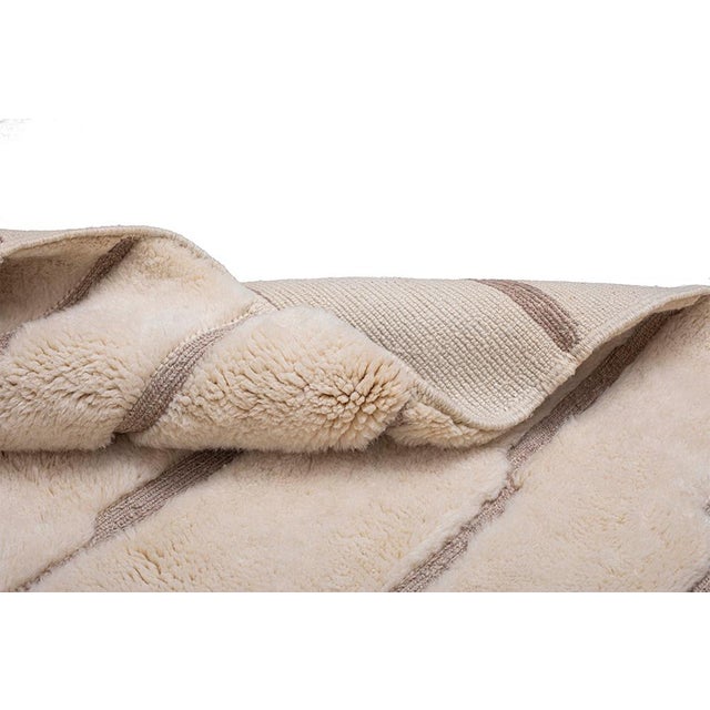 Contemporary Minimalist Linear Hand-Knotted Moroccan Wool Rug | 12'0" X 8'4" | One of a Kind For Sale - Image 3 of 8