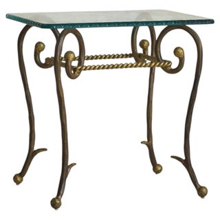 French Gilt Iron + Scalloped Glass Accent Table, 1960s - 2 Available For Sale