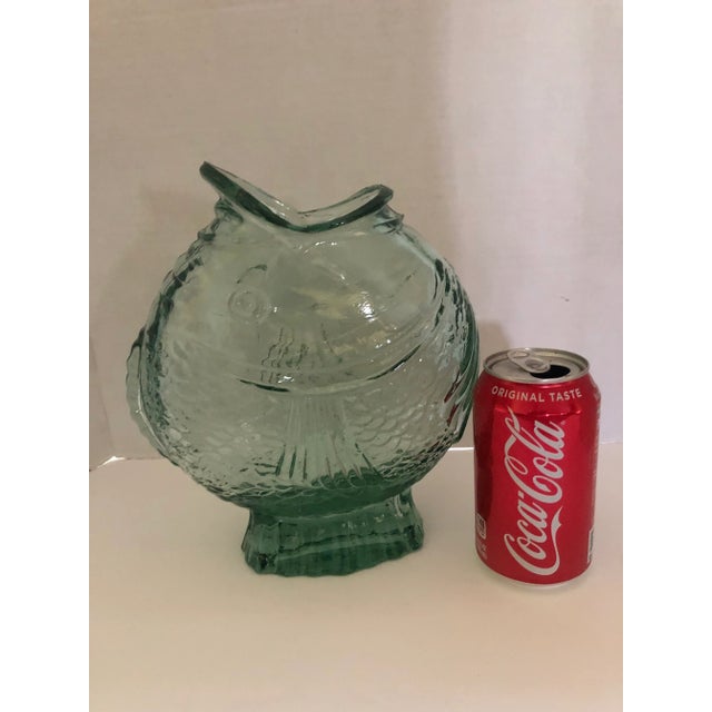 Transparent Mid-Century’s Carp Fish Open Mouth Pressed Clear Green Glass Vase For Sale - Image 8 of 12