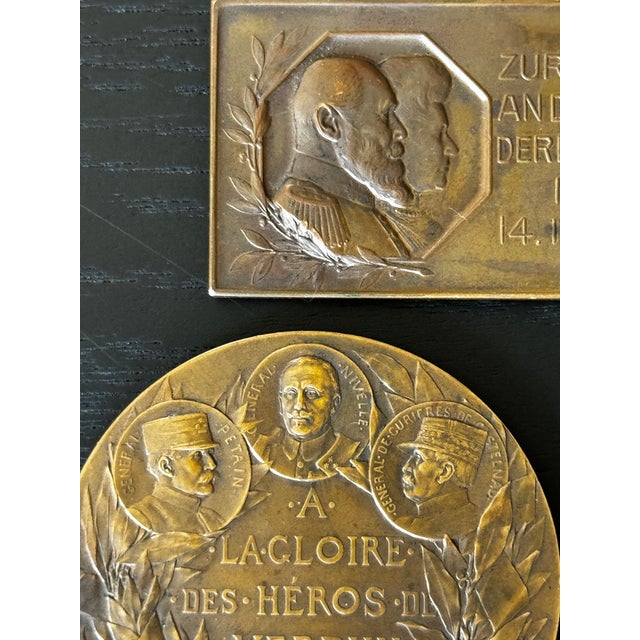 1910s One Bronze Medallion Circa 1916 - the Heroes of Verdun Signed and Bronze Plaque 1912 For Sale - Image 5 of 6
