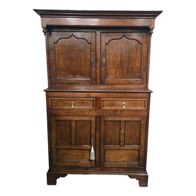 Georgian Oak Court Cupboard For Sale