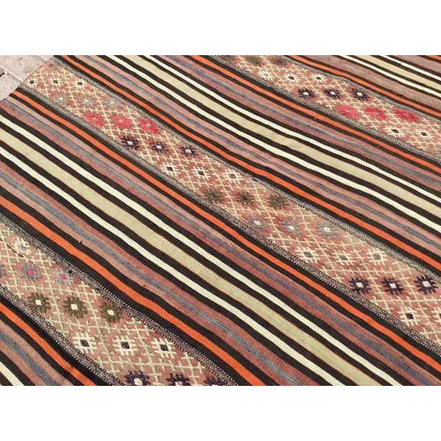 Vintage Turkish Striped Kilim Rug - 58" X 94.5" For Sale - Image 4 of 11