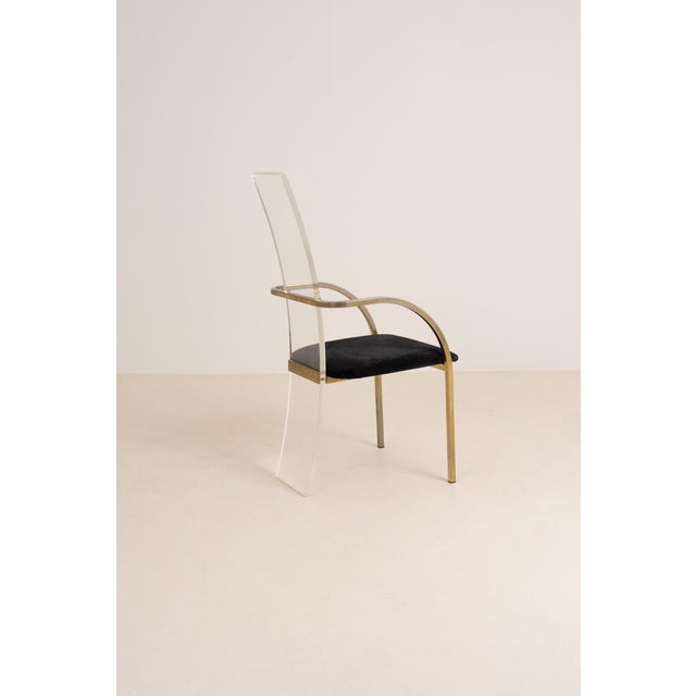 Metal Vintage Chairs in Acrylic and Brass from Belgo Chrome, 1980s, Set of 4 For Sale - Image 7 of 11