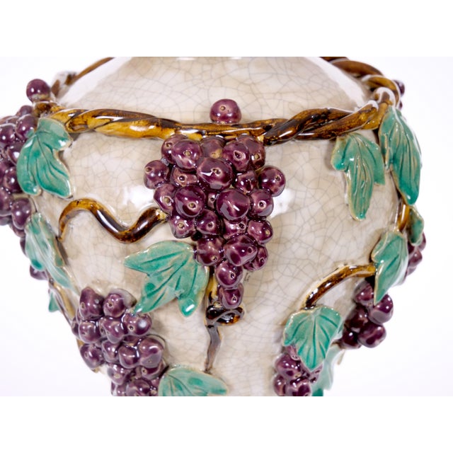 Mid-Century Modern Italian Glazed Ceramic Grape and Vine Table Lamps –Pair For Sale In New York - Image 6 of 11