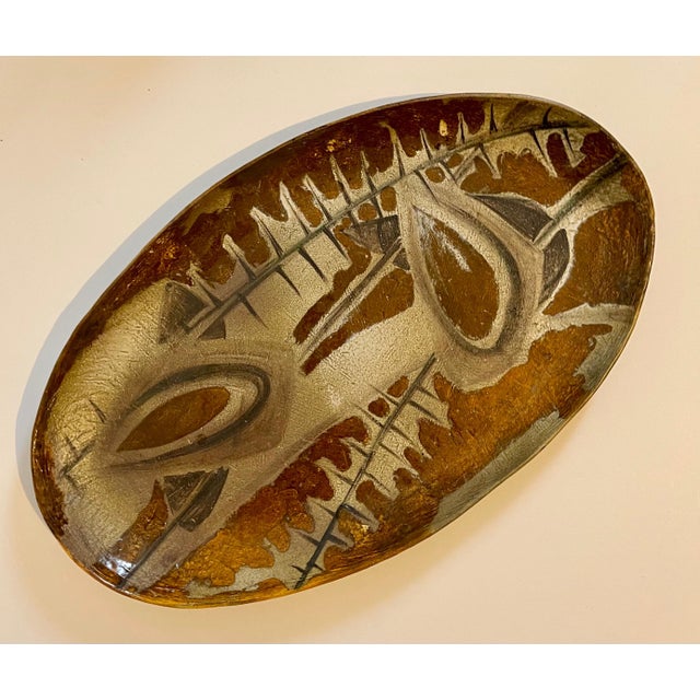 Mid 20th Century Mid 20th Century Large Hand Painted Abstract Ceramic Platter Stamped Madoura Plein Feu Brutalist For Sale - Image 5 of 16