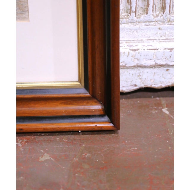 Pair 19th Century French Fashion Engravings in Walnut Frames For Sale - Image 16 of 17