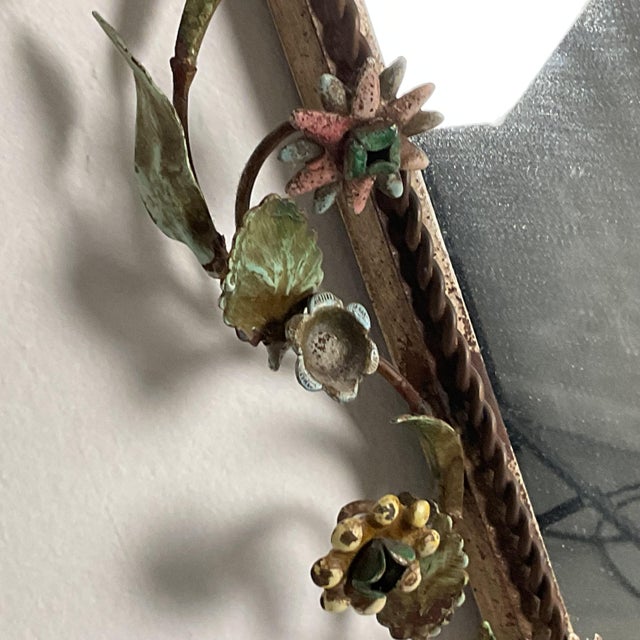 Vintage Italian Tole Floral Mirror For Sale - Image 10 of 12
