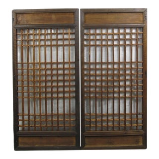 Pair of Vintage Chinese Latticed Screen Panel 6 For Sale