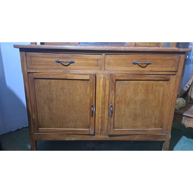 Liberty (1890 - 1910) Liberty sideboard in cherry wood with red Verona marble top – early 1900s Elegant Italian Liberty...