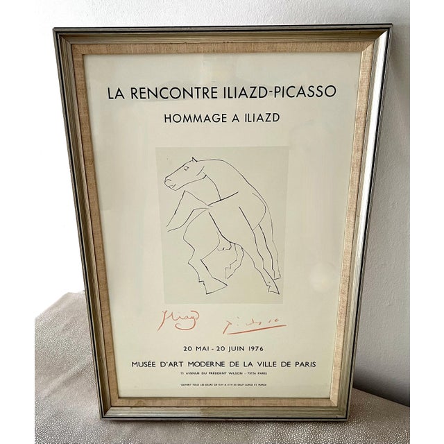 1970s Framed French Le Recontre Iliazd, Pablo Picasso Poster with Horse For Sale - Image 9 of 10