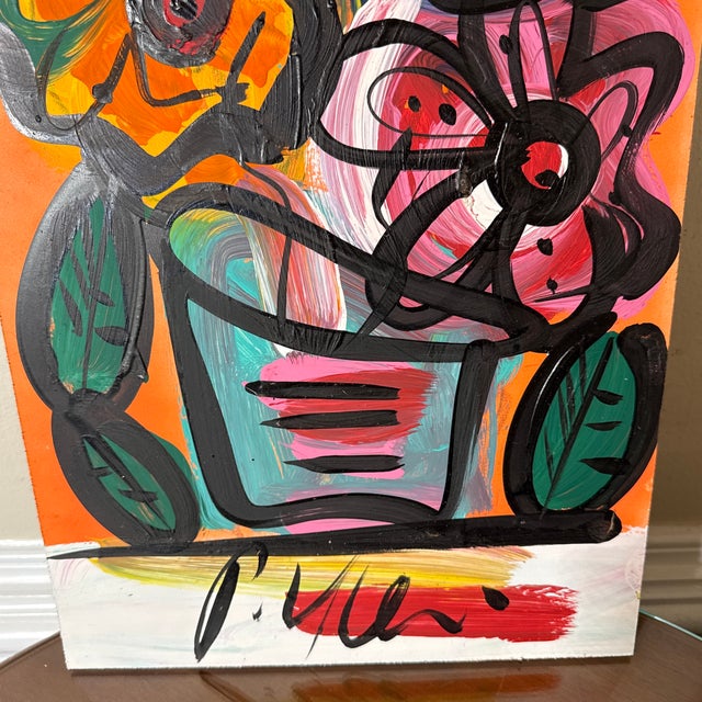 Abstract Expressionism 1972 Original Flower Painting by Artist Peter Keil For Sale - Image 3 of 6