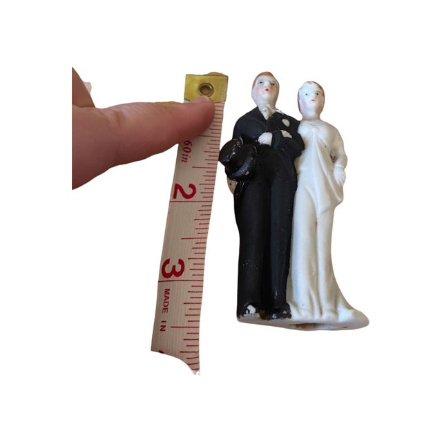 Ceramic Vintage 1940s Porcelain Bride/Groom Wedding Cake Topper Made in Japan For Sale - Image 7 of 7