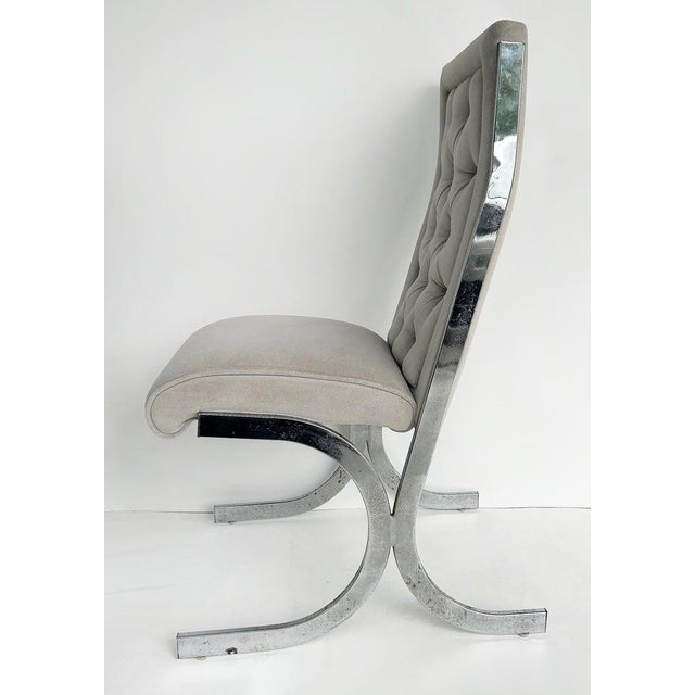 Late 20th Century Late 20th Century Attributed to Milo Baughman Howell Burd Chrome Tufted Velvet Chairs, a Pair For Sale - Image 5 of 15