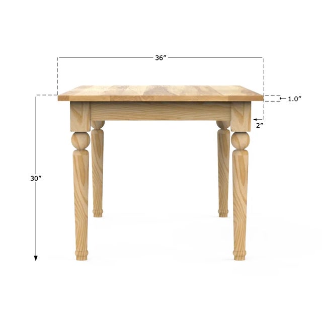Vermont Farm Table for Chairish Turned Leg Dining Table in Ash, 36x66