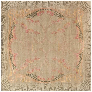Modern Art Nouveau And Geometric Beige Rug "Naissance" by Doris Leslie Blau For Sale