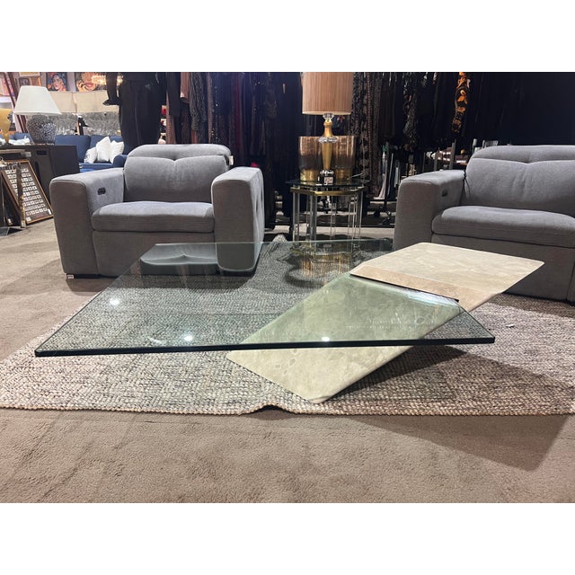 Late 20th Century Post Modern Xxl Cantilever Glass Coffee Table Chairish