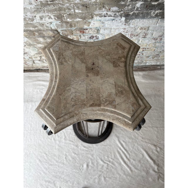 Vintage Marble Top Iron Pedestal Column For Sale - Image 4 of 10