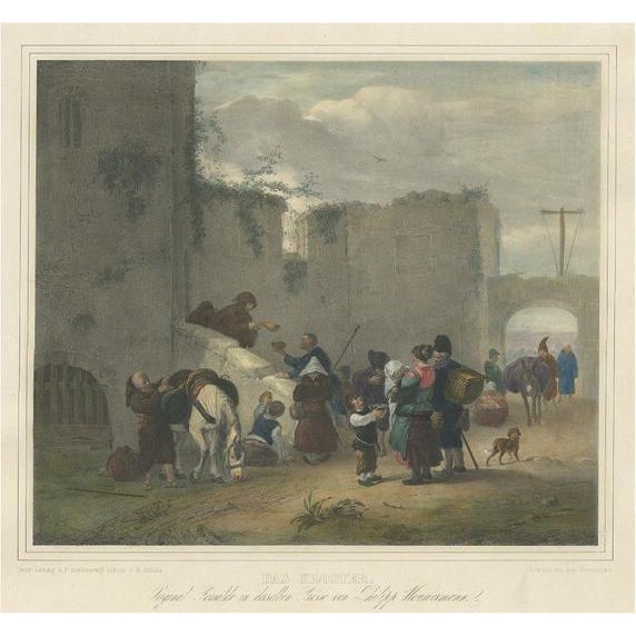 After P. Wouwerman, Travellers Halting at Convent, 1840s, Paper For Sale - Image 6 of 6