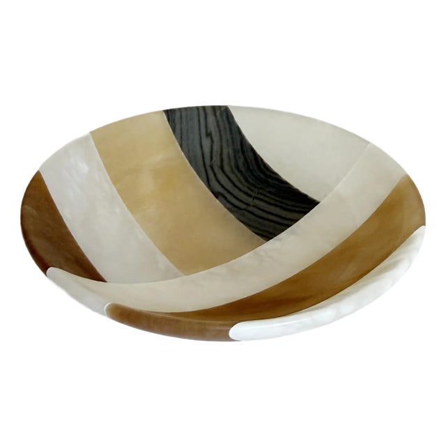 1970s Italian Onyx & Alabaster Bowl For Sale