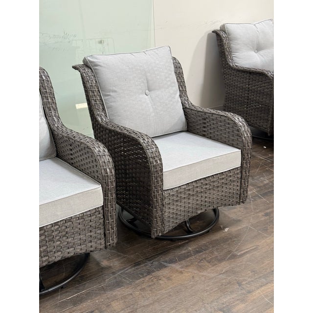 Wood Outdoor Porch Glider Swivel Chairs, Pair For Sale - Image 7 of 12