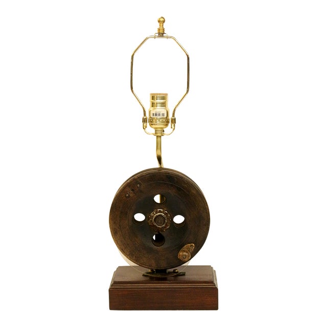 Late 19th Century English Fishing Reel Now Mounted as a Lamp For Sale