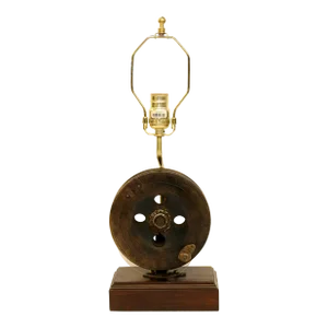 Late 19th Century English Fishing Reel Now Mounted as a Lamp