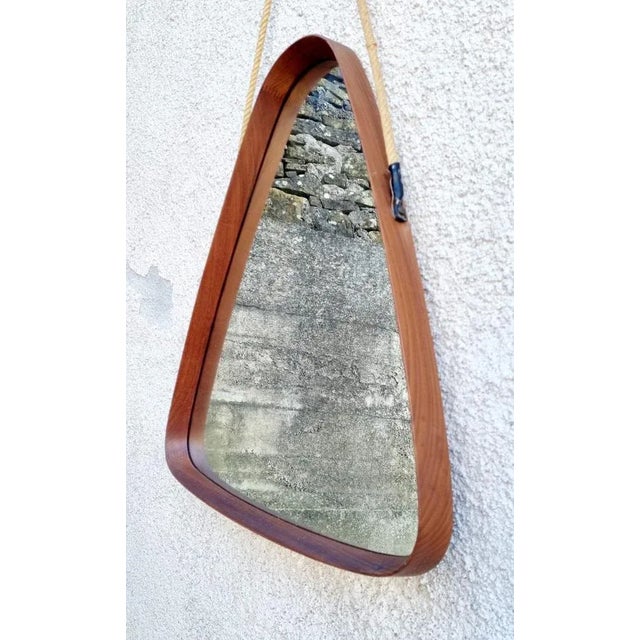 Modern Triangular Teak Mirror by Franco Campo and Carlo Graffi, Italy, 1950s For Sale - Image 10 of 10