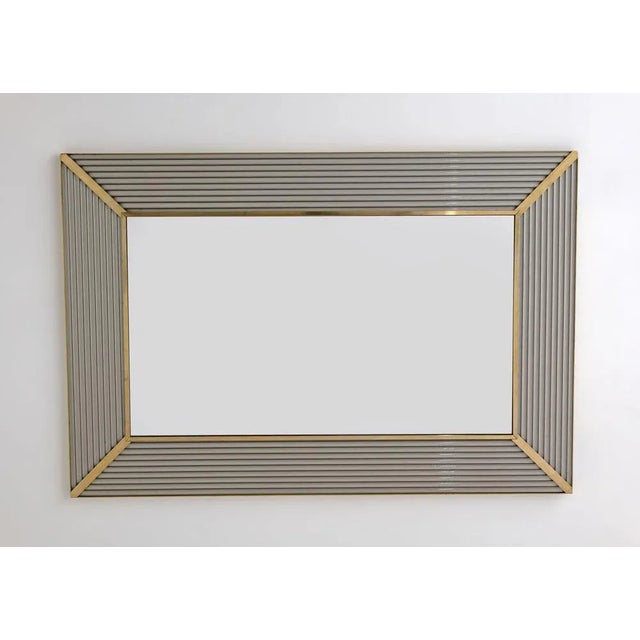 1990s Italian Modern Brass and Murano Glass Wall Mirror, 1990s For Sale - Image 5 of 6