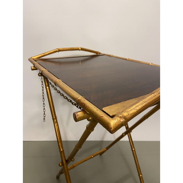 Faux Bamboo Side Table with Tray, Italy, 1970s, Set of 2 For Sale - Image 6 of 11