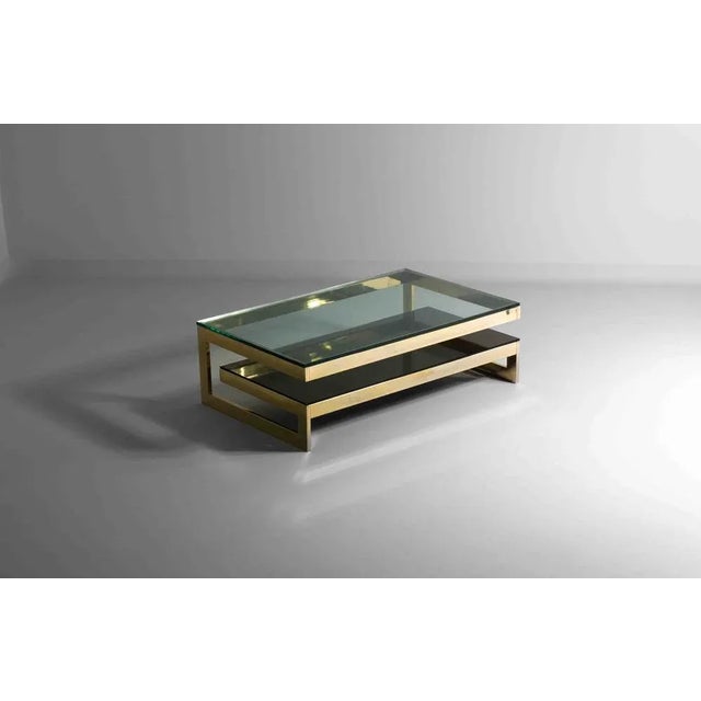 Gold Plated G-Shaped Coffee Table from Belgochrom, 1970s For Sale - Image 6 of 10